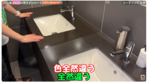 「色が全然違う！」──プロも驚く、洗面台カウンターのコーティング効果