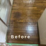 広島で傷んだフローリングを研磨コーティングで蘇らせました